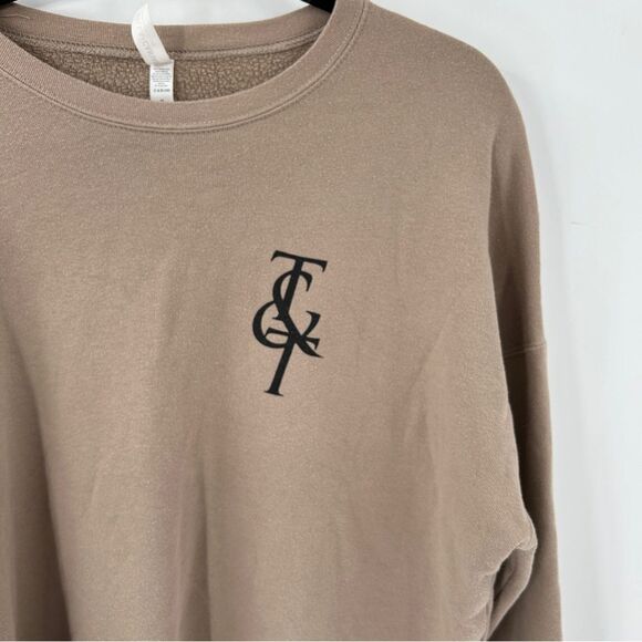 Trendy and Tipsy Nashville Long Sleeve Oversized Crewneck Sweater Taupe XL - Picture 3 of 8